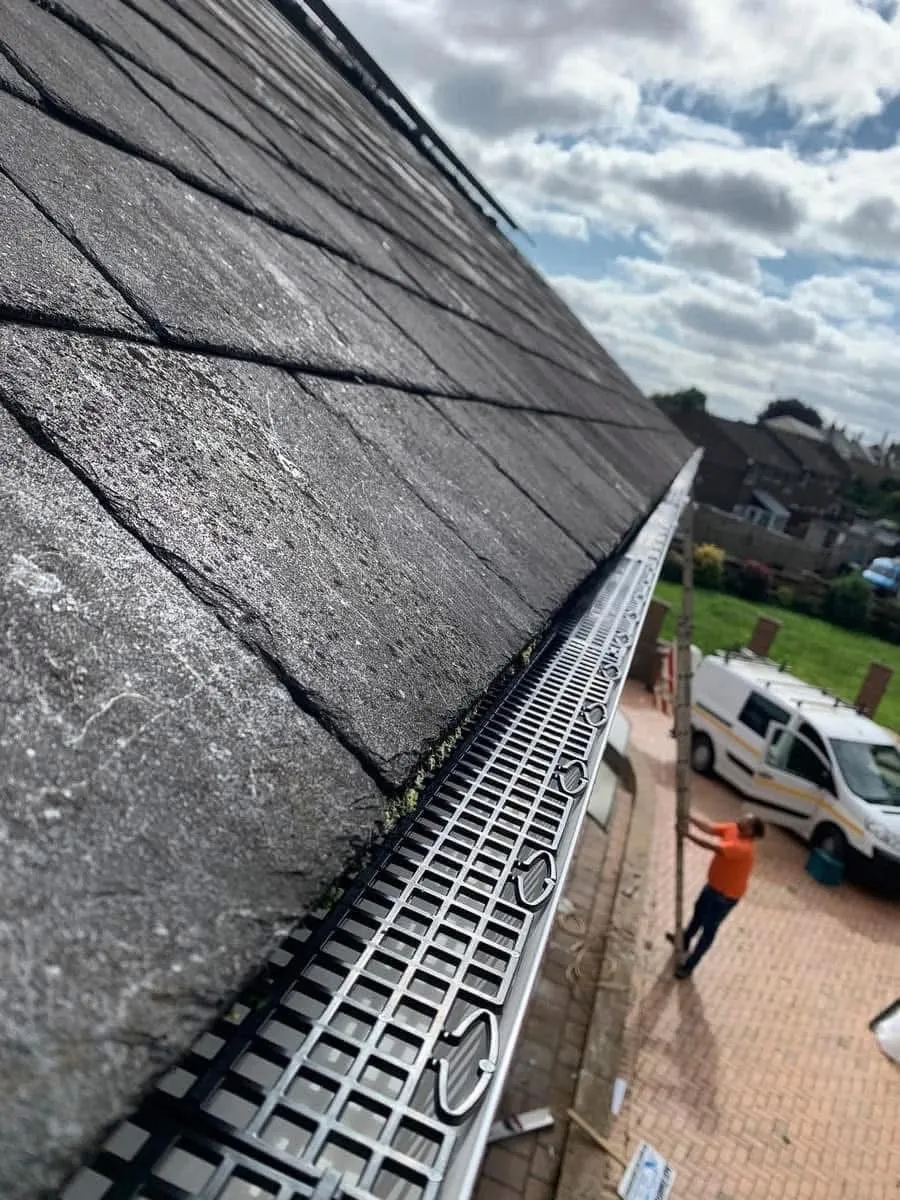 Gutter guard fitted on a slate roof in Carn Brea